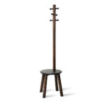 Pillar Stool - Coatrack - Black And Walnut