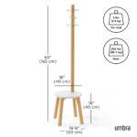 Pillar Stool And Coatrack White And Natural - Image 3