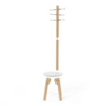 Pillar Stool And Coatrack White And Natural - Image 4