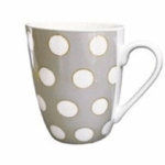 Porcelain Mug Collection – 300 ml - White Base With Large Grey Polka Dots