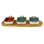 Danny Home Acacia Wood Board With 3-Pcs Sauce Bowls