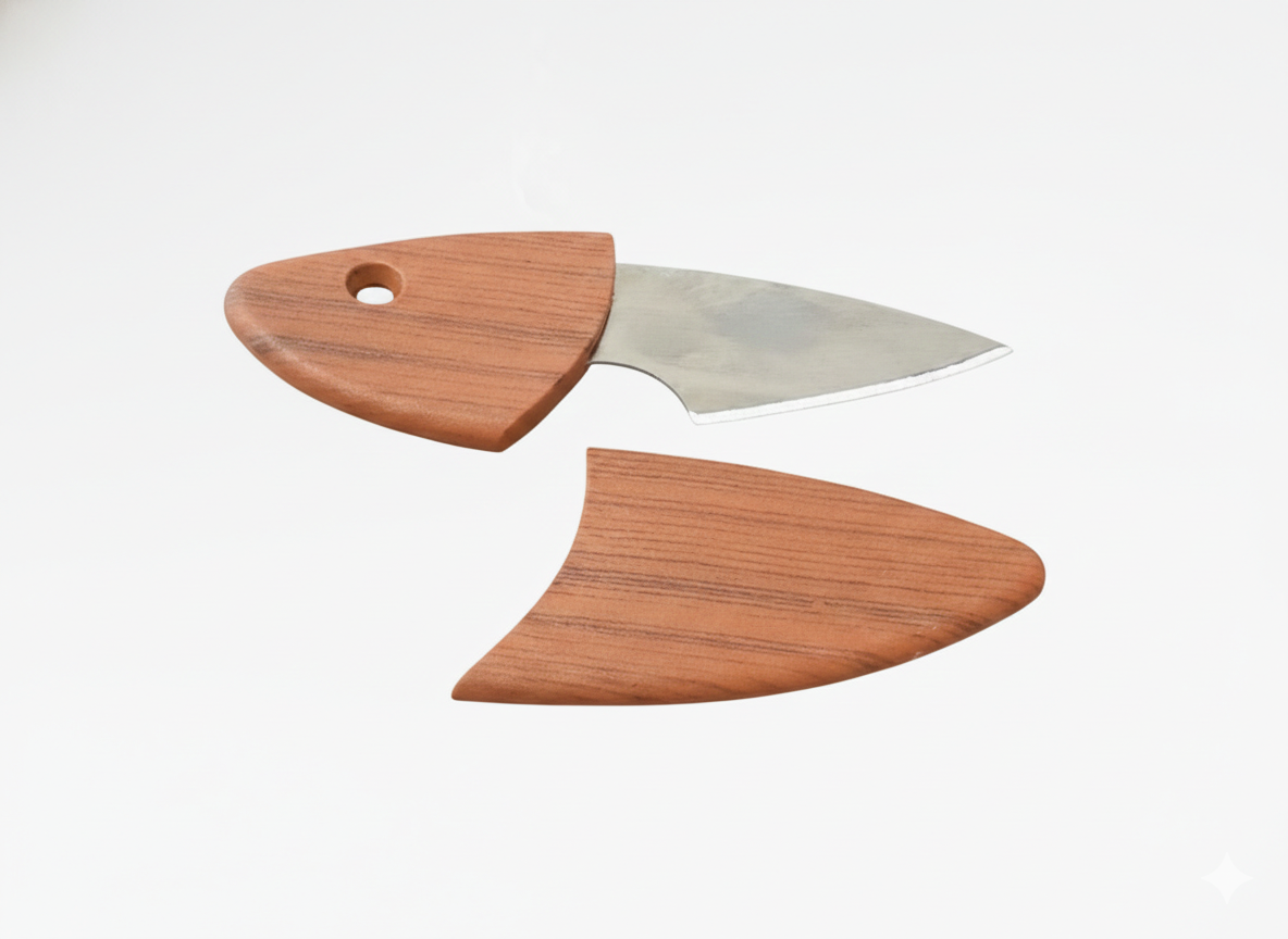 Gemini_Generated_Image_z54l1cz54l1cz54l (1) Leaf Shaped Pocket knife - Wooden handle - Image 1