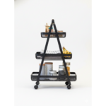 3-Tier Multiple Storage Trolley With Wooden Handle Black