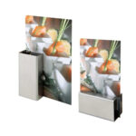 Modern Brushed Stainless Steel Table Card Holders – Set of 2