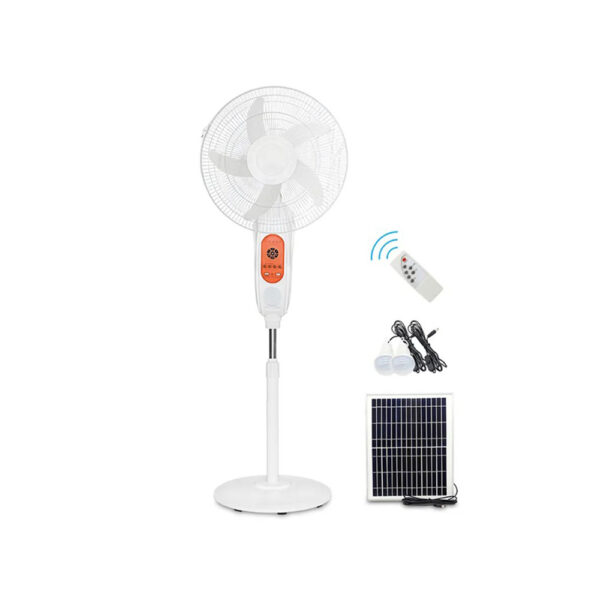 Fan With Solar Panel - Two Emergency Bulb - Remote