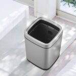 Open Top Trash Bin 9L Matt Silver - Image 5