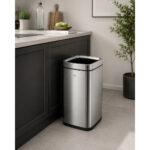 Open Top Trash Bin 12L Matt Silver - Image 6