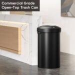 Open Top Trash Bin 120L Matt Black Steel - Image 2