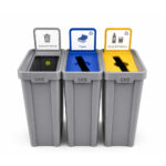 Commercial 3-Compartment Recycling Bin – Grey (3 × 80L)