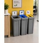 Commercial 3-Compartment Recycling Bin – Grey (3 × 80L) - Image 2