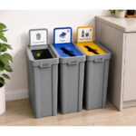 Commercial 3-Compartment Recycling Bin – Grey (3 × 80L) - Image 3