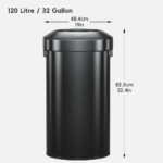Open Top Trash Bin 120L Matt Black Steel - Image 7