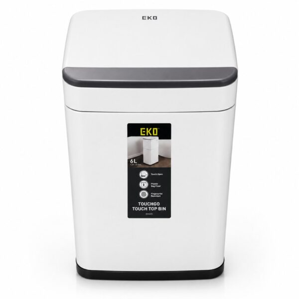 Touchpro Bin, Lid 6L Matt White Steel
