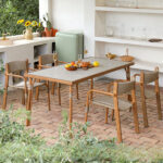 Rectangular Dining Table with 4 Chairs - Light Cherry