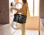 Hold-All Collapsible Laundry Basket with Shoulder Strap Green - Image 3