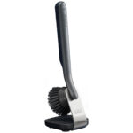 Dish Brush with Replacement Head and Stainless-Steel Storage Stand Drip Tray