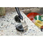 Dish Brush with Replacement Head and Stainless-Steel Storage Stand Drip Tray - Image 3