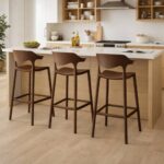 Indoor Counter Chair Contemporary Acrylic Bar Stool Set Of 2 – Dark Brown - Image 2