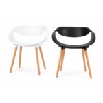 Premium Designer Lounge Chair Set Of 2 - White/Black