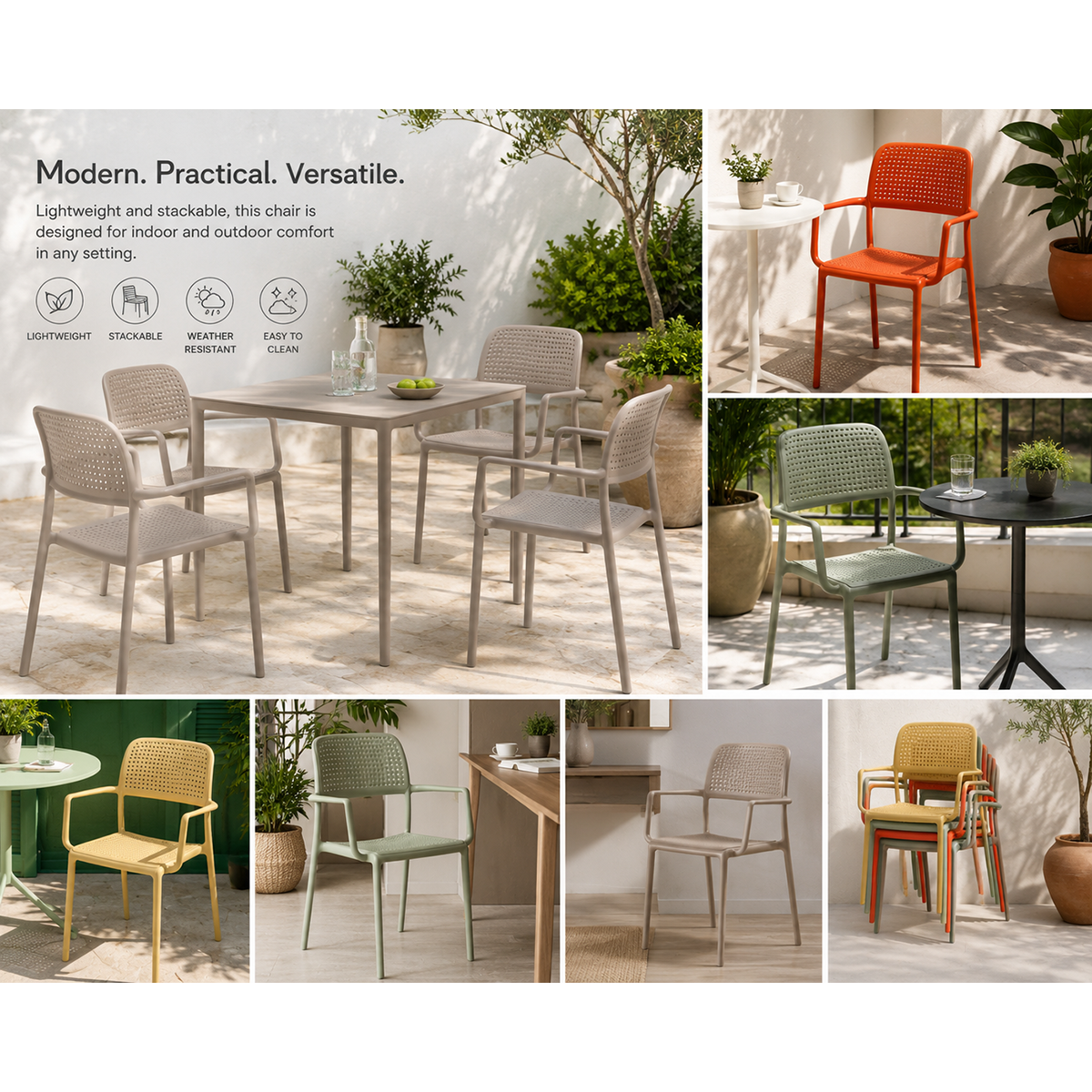 OSM-2255 (1) Stackable Outdoor Dining Arm Chair - Image 1