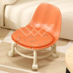 Rolling Chair with Wheels - White/Orange - Image 2