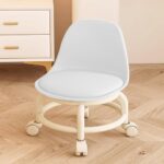 Rolling Chair with Wheels - White/Orange - Image 5