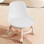 Rolling Chair with Wheels - White/Orange - Image 3