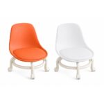 Rolling Chair with Wheels - White/Orange