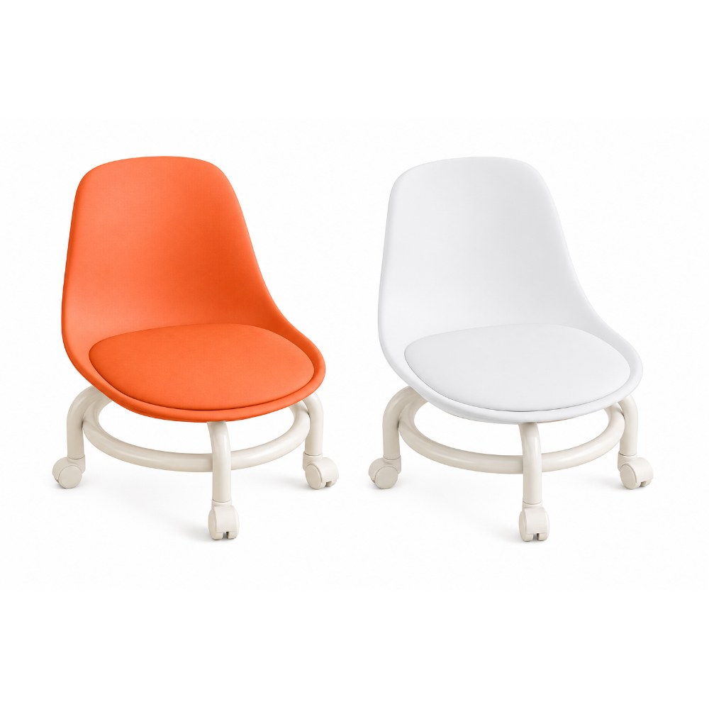 OSM-2263-9 Rolling Chair with Wheels - White/Orange - Image 1