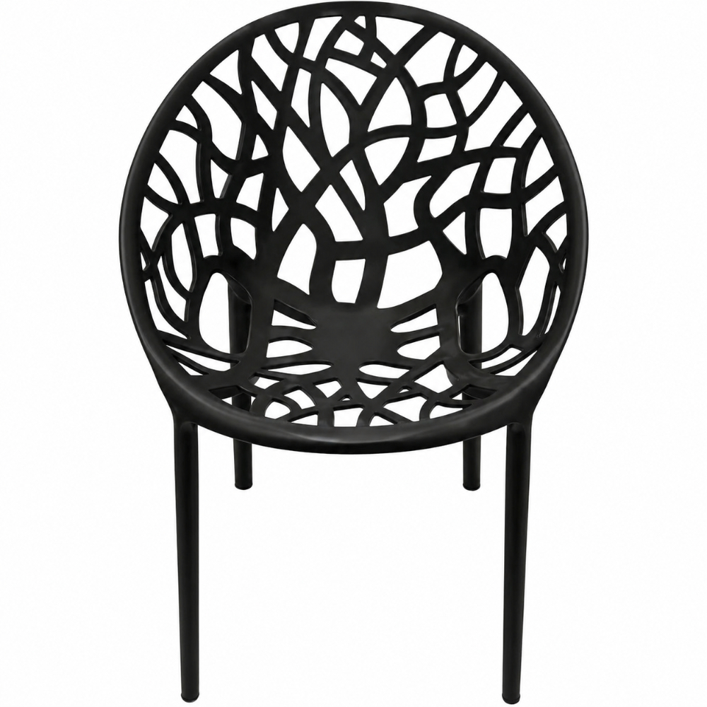 OSM-2264-Black-1 Modern Leaf Design Chair - Black (Set of 4) - Image 1