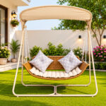 Wicker Hanging Swing Chair with Stand - Image 5