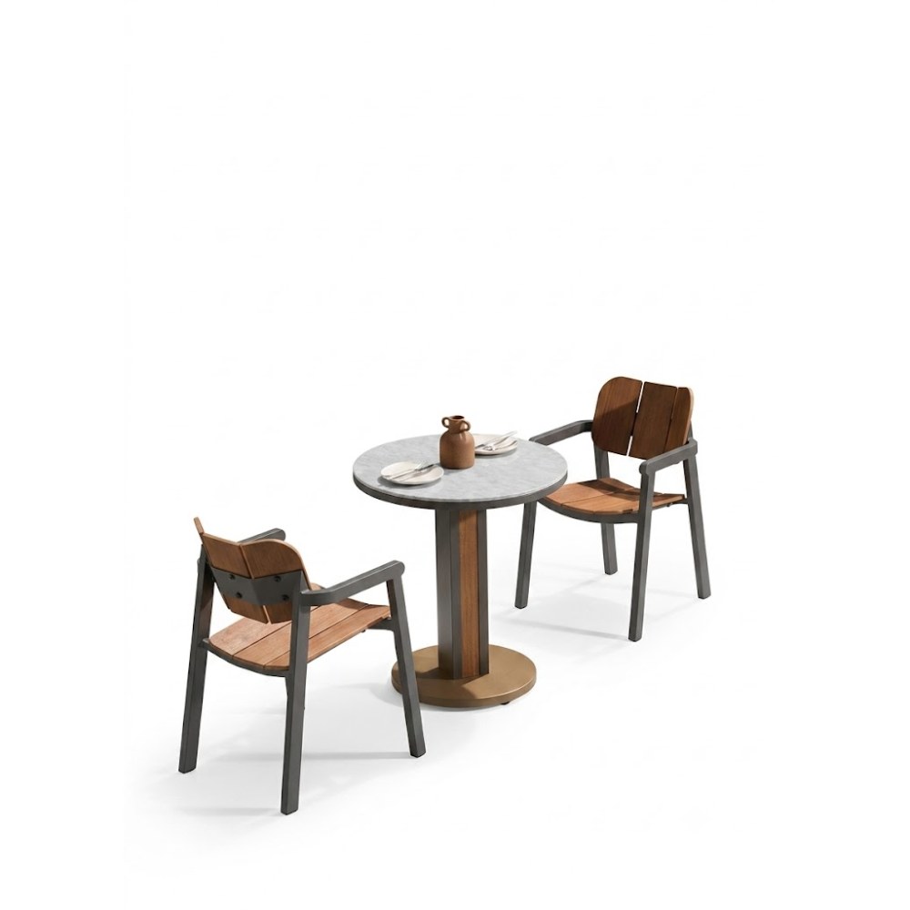 OSM-2272-1 Round Cafe Table Set – Mocha Finish - Image 1
