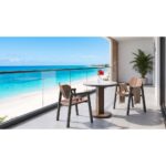 Round Cafe Table Set – Mocha Finish - Image 2