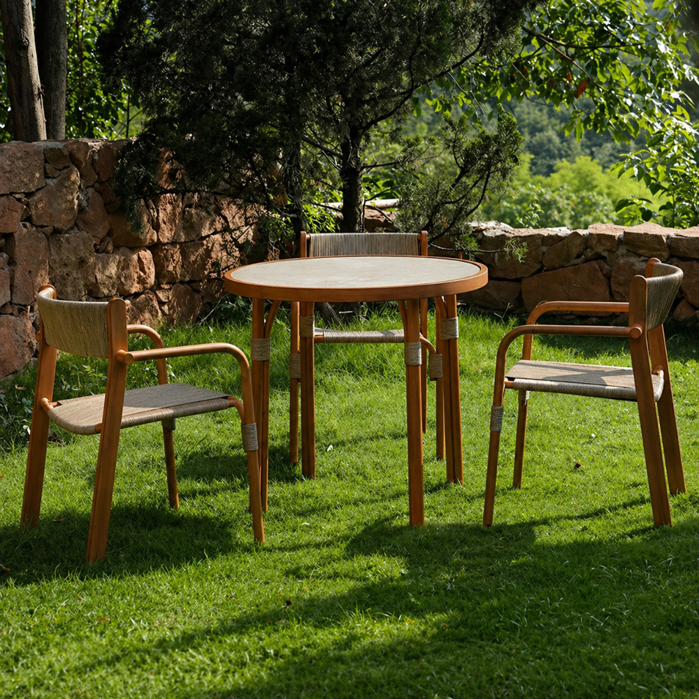 OSM-2273-New-1 Round Dining Table - 80 cm (Light Cherry Finish) - Image 1