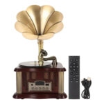 Retro Gramophone Music Player - Wooden Base Speaker
