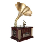 Retro Gramophone Music Player - Wooden Base Speaker - Image 2