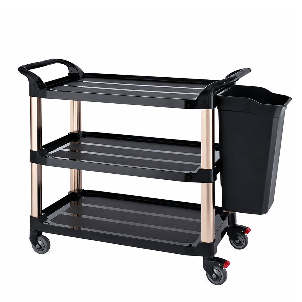 OSM-2076-2 Premium 3-Tier Serving Trolley with Waste Basket - Image 1
