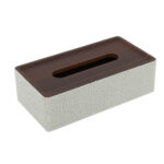 PU Leather Tissue Box with Wooden Top