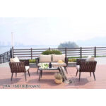 Garden Sofa Set - Rope Woven Design with Cushions - Brown