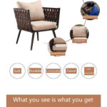 Garden Sofa Set - Rope Woven Design with Cushions - Brown - Image 4