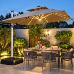 Outdoor Cantilever Patio Umbrella with LED Light – 9.8 × 9.8 ft - Image 2