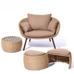Outdoor Lounge Sofa Set with Ottomans & Table