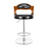 Modern Adjustable PU Leather Bar Chair with Wooden Backrest - Image 2