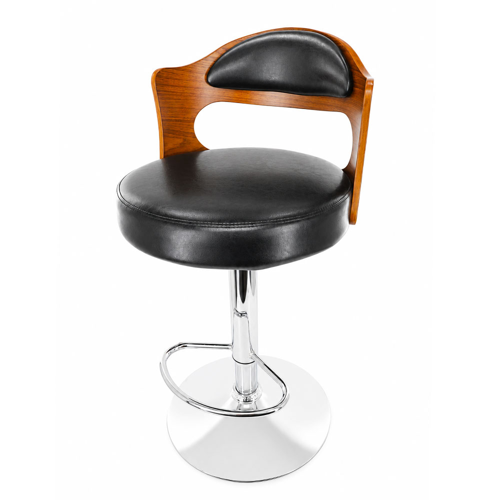 OSM-2130-2 Modern Adjustable PU Leather Bar Chair with Wooden Backrest - Image 1
