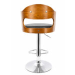 Modern Adjustable PU Leather Bar Chair with Wooden Backrest - Image 3