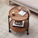 Round Serving Trolley Table - 2 Tier Iron Frame with Wheels - Image 2