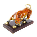 Decorative Craft Bull Ornament- Copper and Wooden Base - Image 3