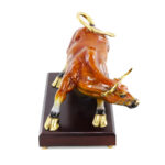 Decorative Craft Bull Ornament- Copper and Wooden Base - Image 2