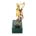 Decorative Craft Running Deer Ornament- Copper and Wooden Base - Image 2