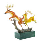 Decorative Craft Running Deer Ornament- Copper and Wooden Base - Image 3